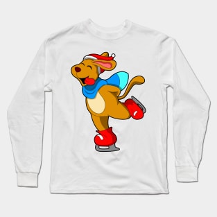 Dog at Ice skating with Ice skates Long Sleeve T-Shirt